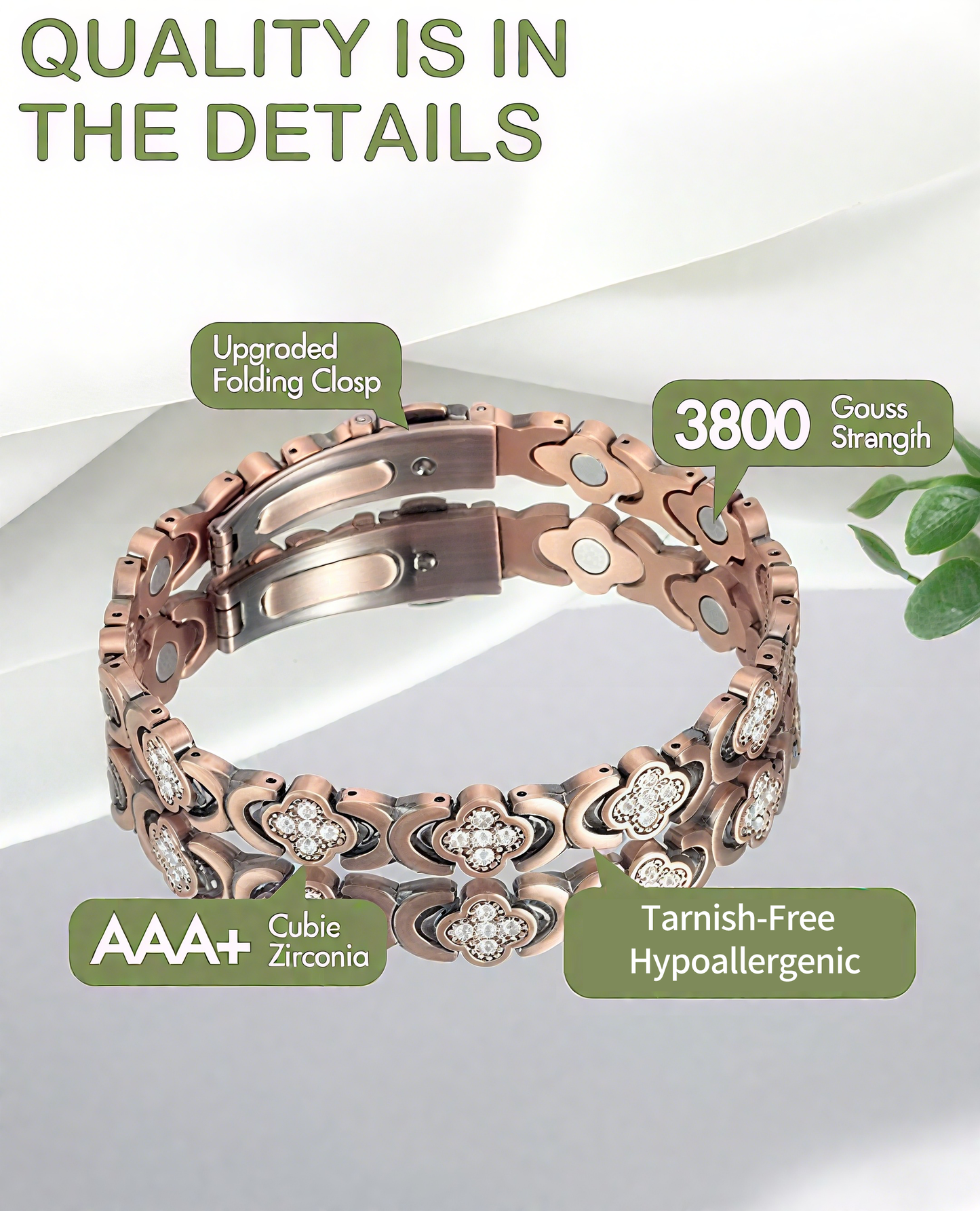 🔥 Turonu™ Titanium Magnetic Bracelet for Women – Elegant Jewelry with 3,800 Gauss Relief Power