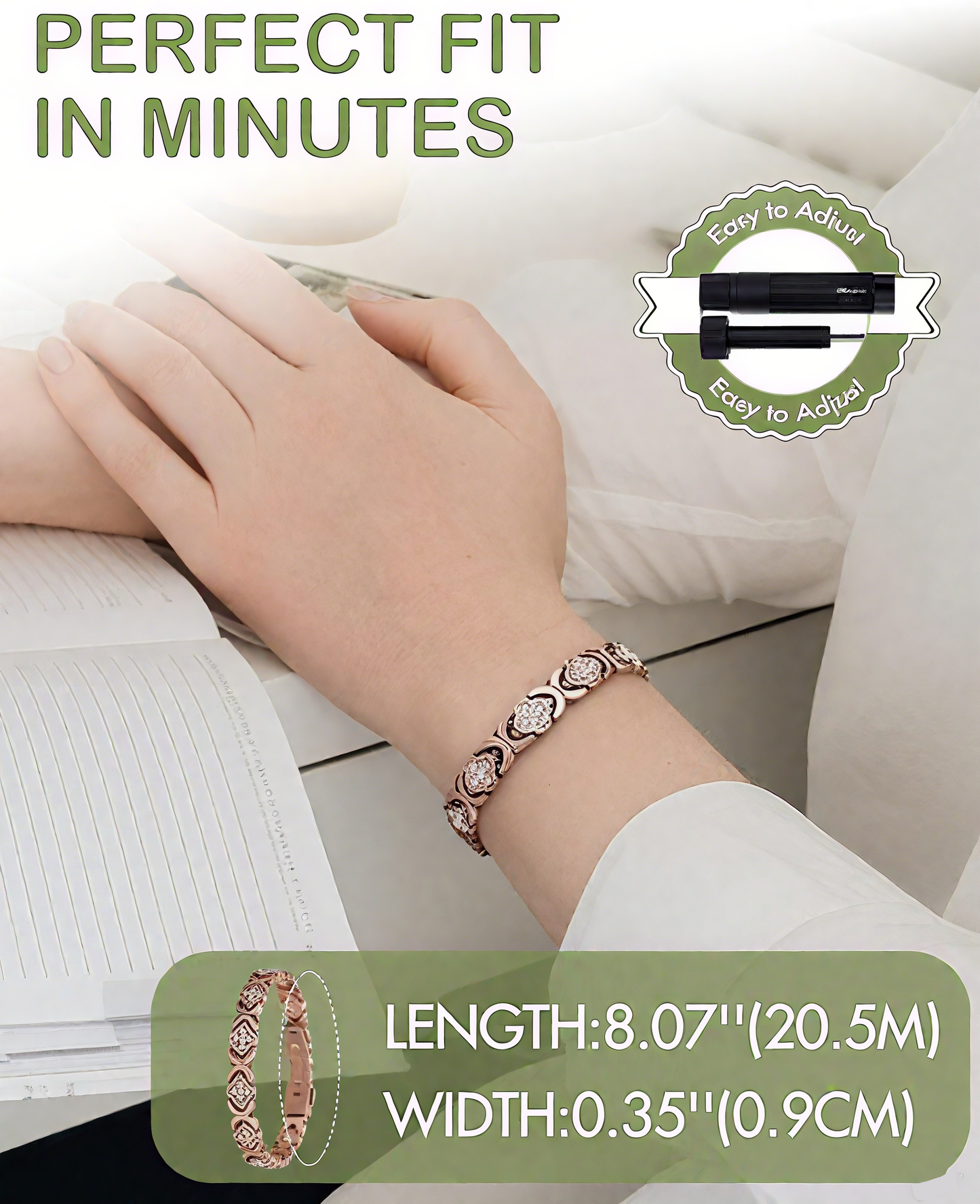🔥 Turonu™ Titanium Magnetic Bracelet for Women – Elegant Jewelry with 3,800 Gauss Relief Power