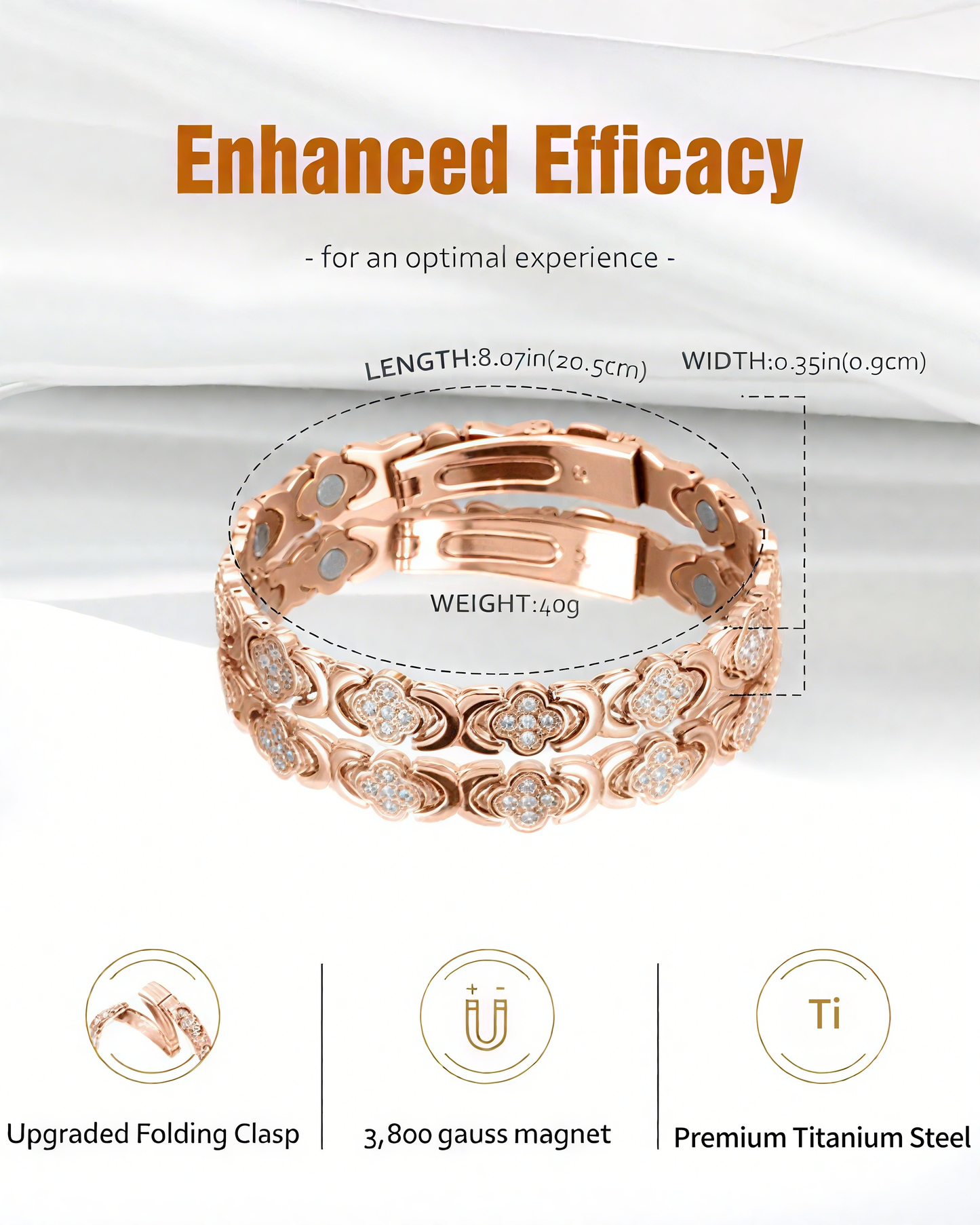 🔥 Turonu™ Titanium Magnetic Bracelet for Women – Elegant Jewelry with 3,800 Gauss Relief Power